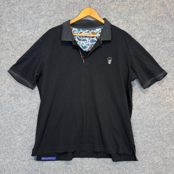 Robert Graham Other - Robert Graham Skull Polo Shirt Mens 2XL Classic Fit Black Embroidered Logo